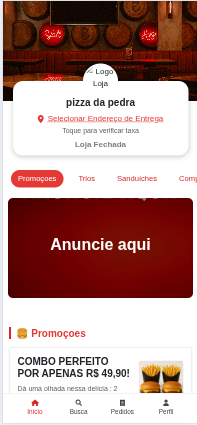 Interface do Cardápio Digital CoraEats no celular
